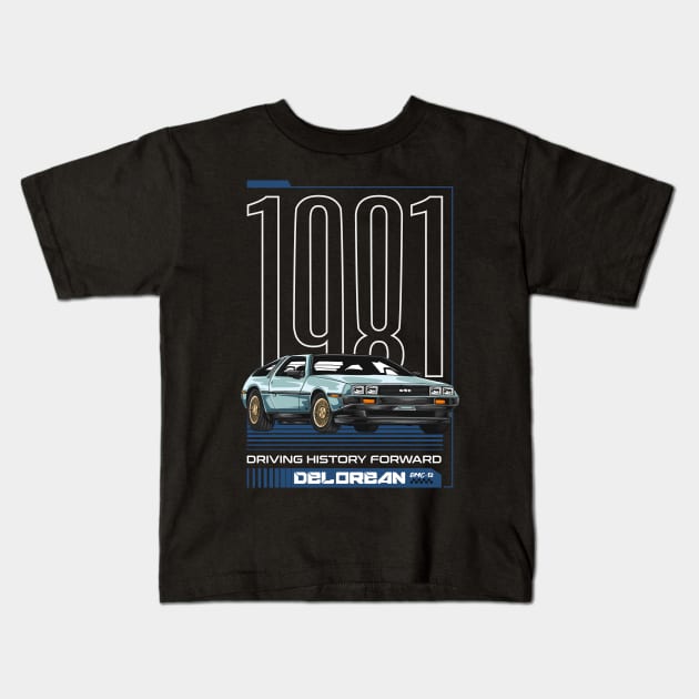 SciFi Delorean Car Kids T-Shirt by milatees